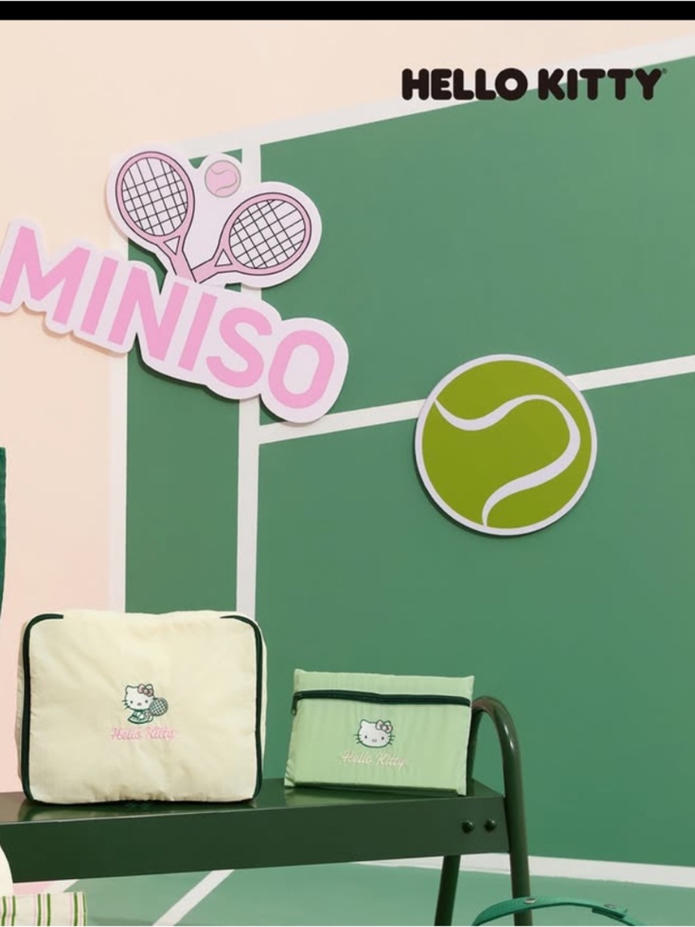 NIB Limited Edition Miniso Hello Kitty Tennis Club Foldable storage bag set